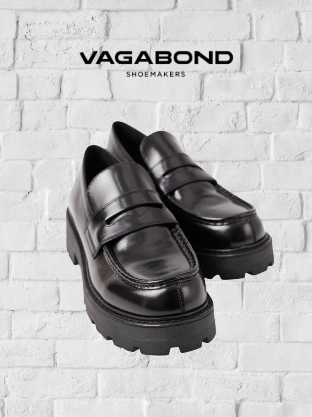 Vagabond Shoemakers Cosmo 2.0 Black Leather Chunky Platform Penny Loafers Size 9